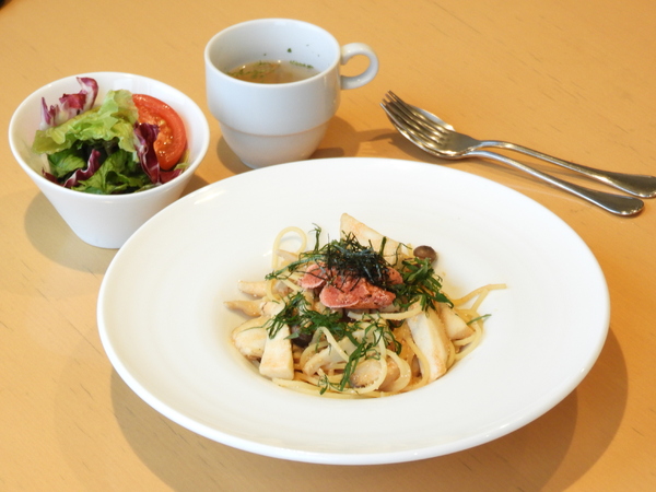 キノコと大葉の和風明太子スパゲッティ