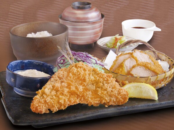 アジフライとヒレカツ膳