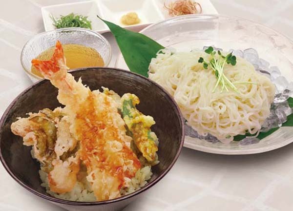 生素麺と天丼 又は 鯛べっこう丼
