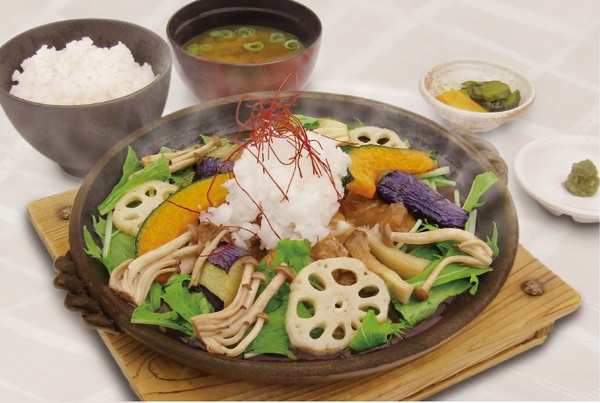 鶏の茄子ときのこの餡かけ膳