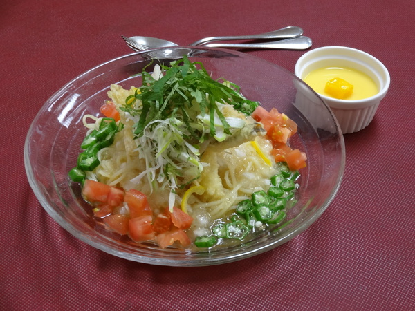 サクサク穴子の冷製みぞれあんかけパスタ